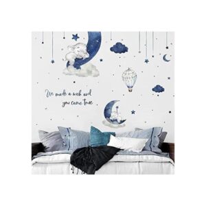 Yovkky Calcomanías de pared de elefante dormido azul y