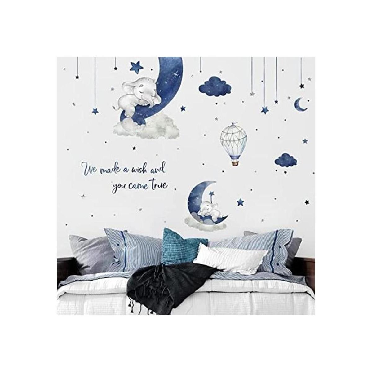 Yovkky Calcomanías de pared de elefante dormido azul y
