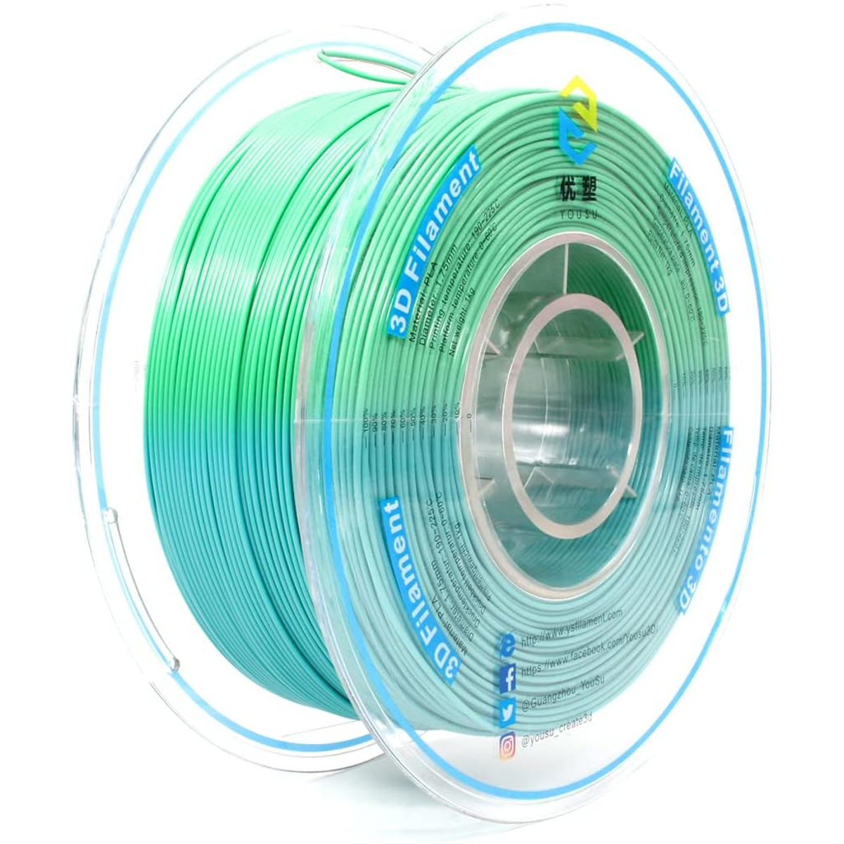 YOUSU Filamento PLA de 0.069 in para impresora 3D que