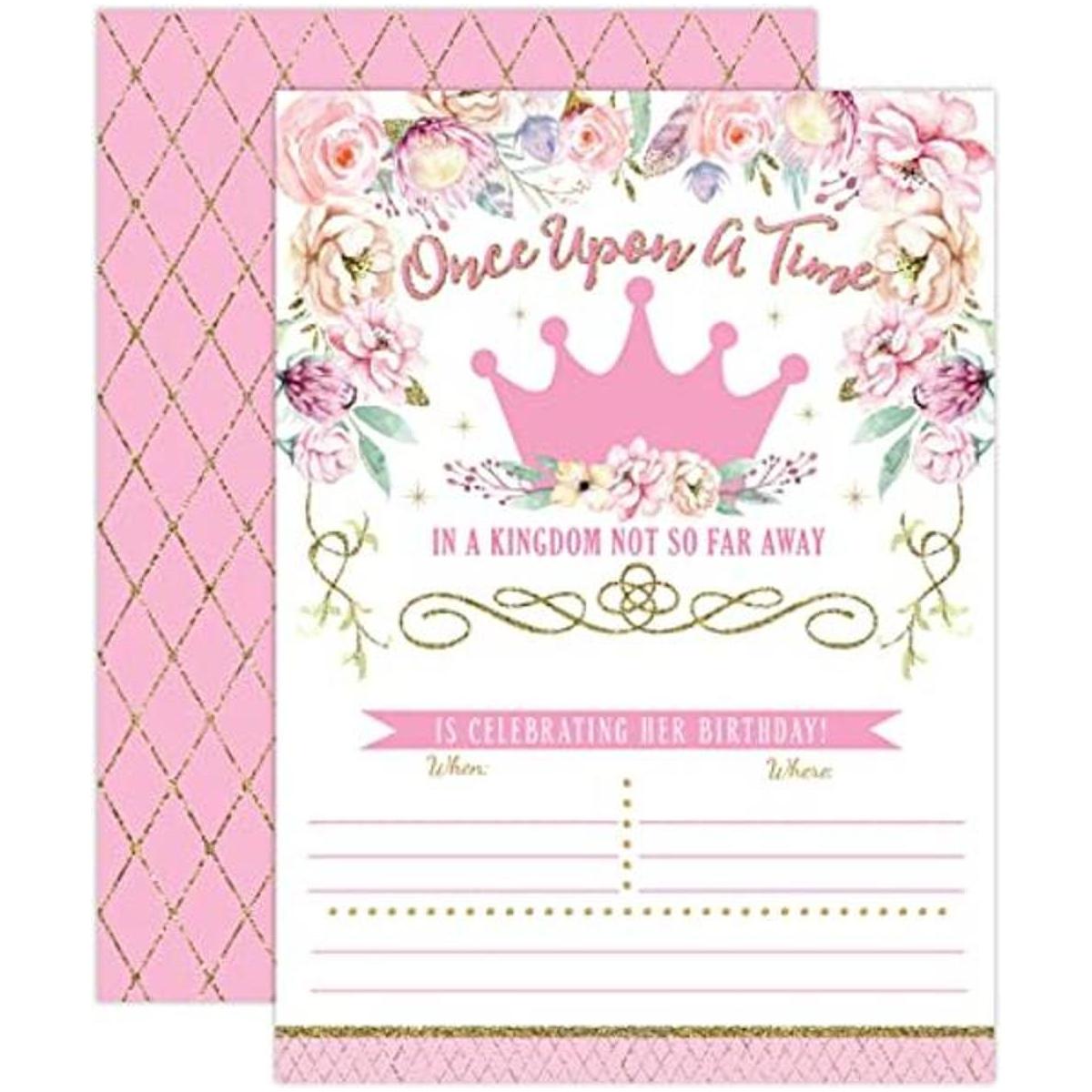 Invitaciones de cumpleaños de princesa para el primer