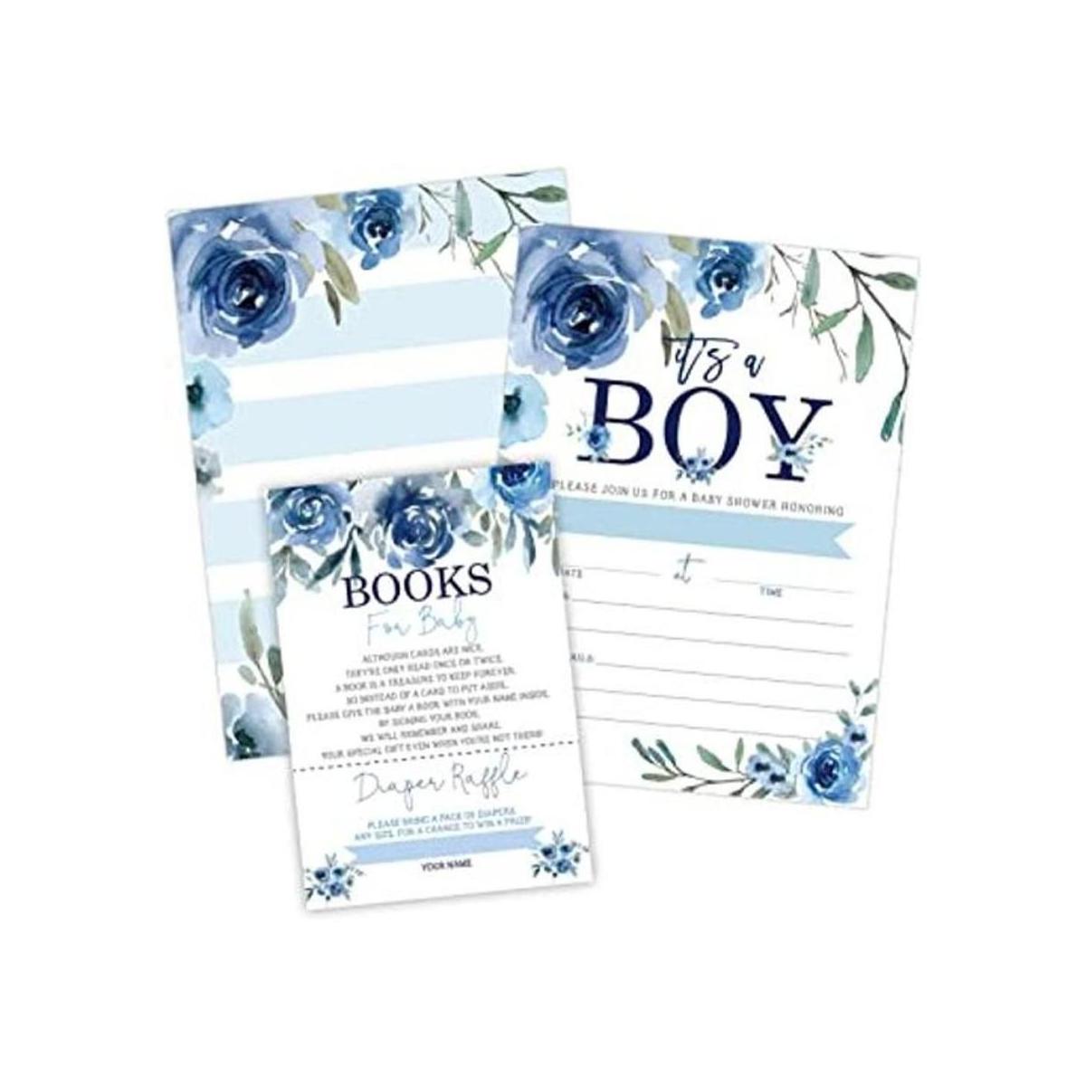 Invitaciones de baby shower para niño con solicitud de