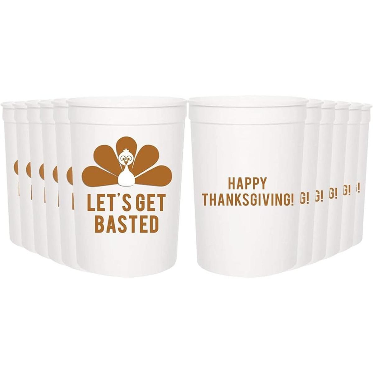 Tazas de fiesta de Acción de Gracias Lets Get Basted