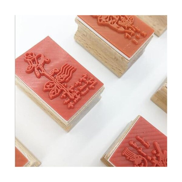 Youkwer Juego de 9 sellos de goma de madera diseño