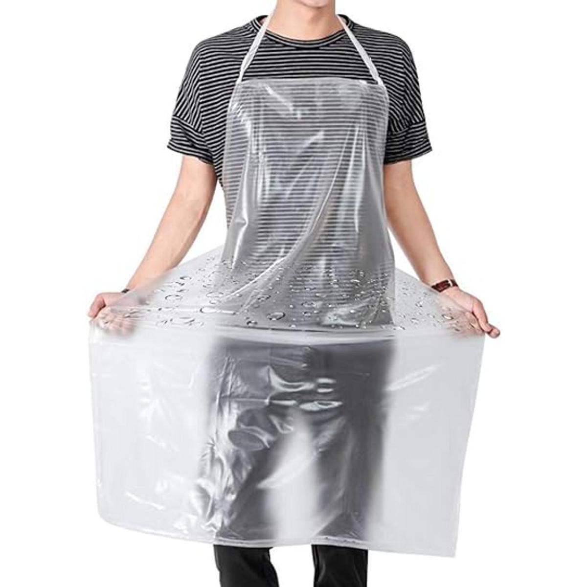 Delantal de plástico impermeable de PVC transparente te