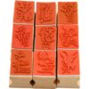 Youkwer Juego de 9 sellos de goma de madera diseño