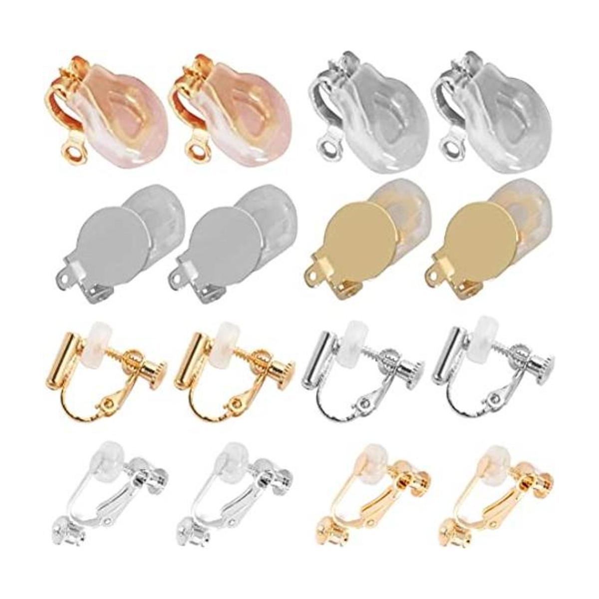 Convertidores de aretes dorados con clip y almohadillas de
