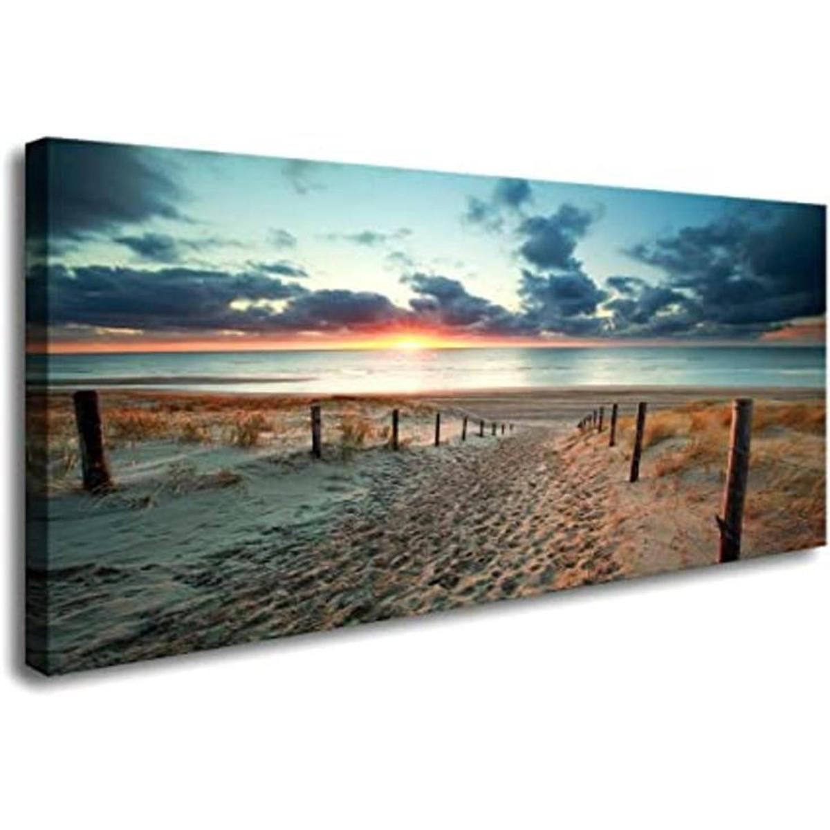 Lienzo decorativo para pared playa puesta de sol