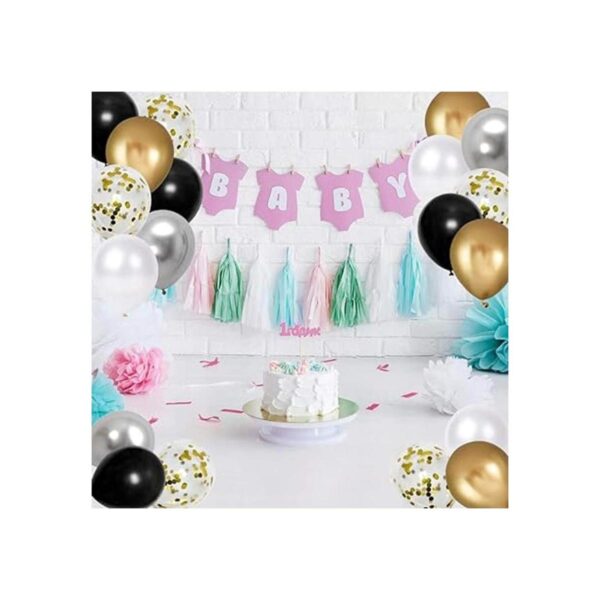 Globos de fiesta negros y dorados 50 globos metálicos de
