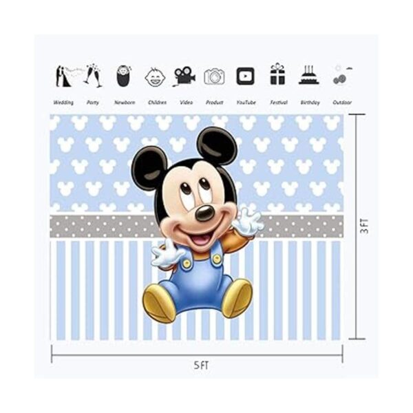 Telón de fondo de vinilo azul claro de Mickey Mouse para_3