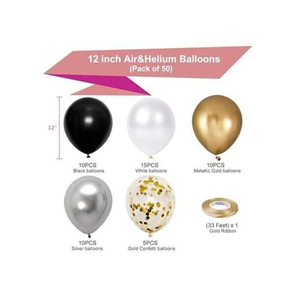 Globos de fiesta negros y dorados 50 globos metálicos de
