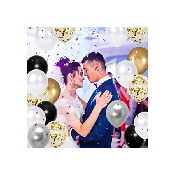 Globos de fiesta negros y dorados 50 globos metálicos de