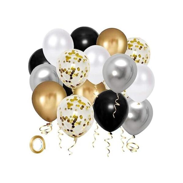Globos de fiesta negros y dorados 50 globos metálicos de