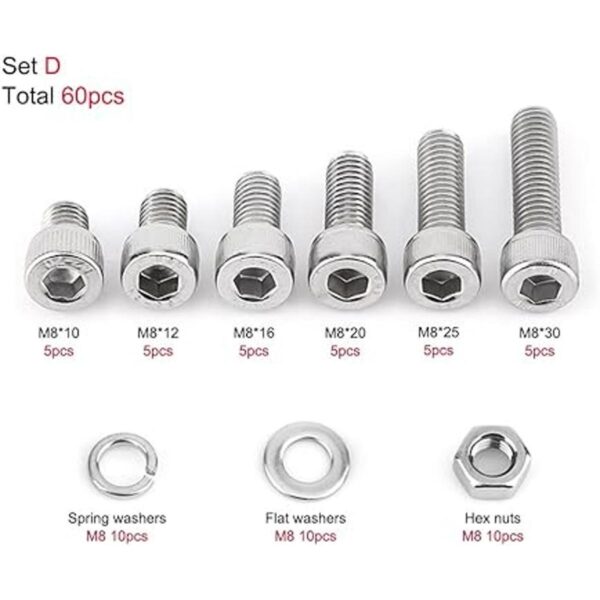 Tornillos de cabeza hexagonal de acero inoxidable kit