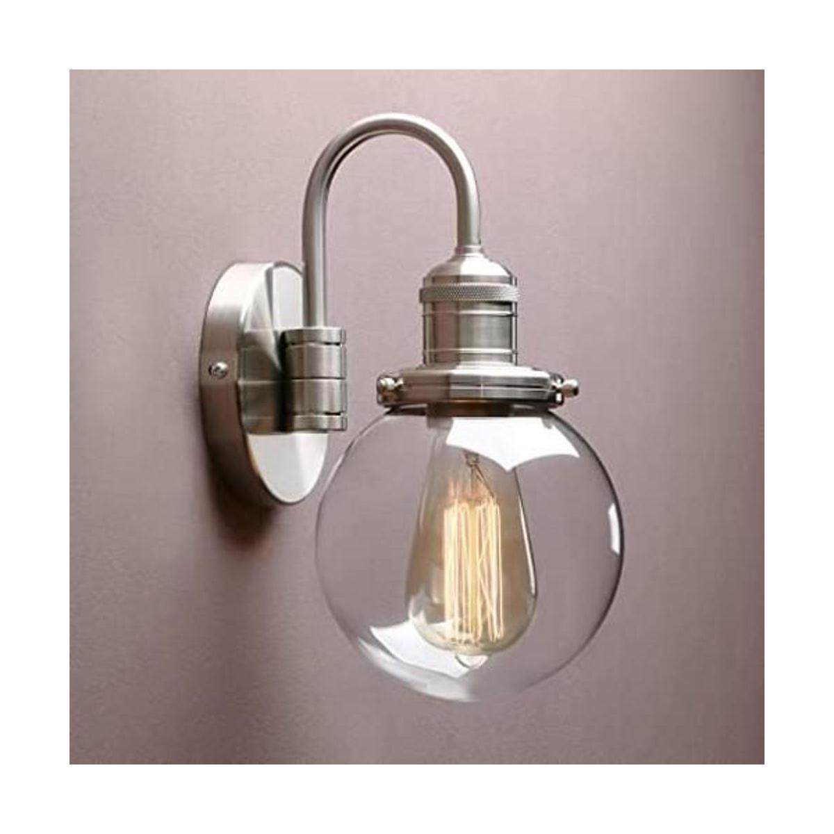 Yosoan Lámpara industrial vintage redonda de cristal