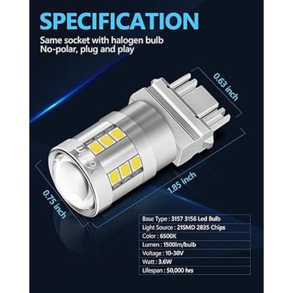 Yorkim Bombilla LED 3157 color blanco bombilla LED 3156_6