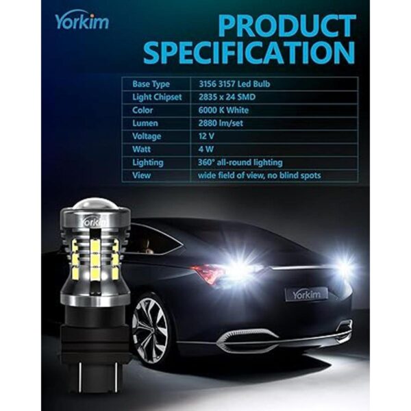 Yorkim Bombilla LED 3157 de 2880 lúmenes 3156 luces LED_6