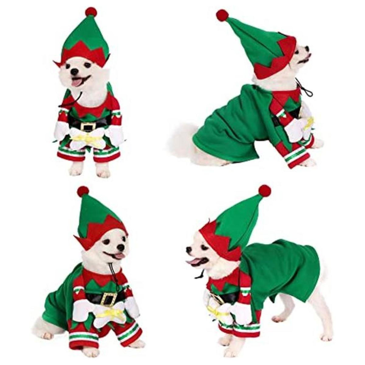 Yoption Disfraz de gato de duende de Navidad con sombrero