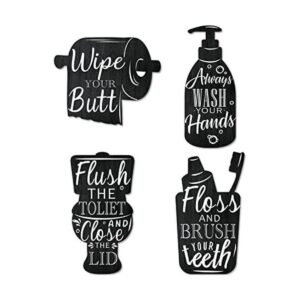 4 letreros de pared de madera para baño cepillo de