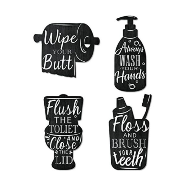 4 letreros de pared de madera para baño cepillo de