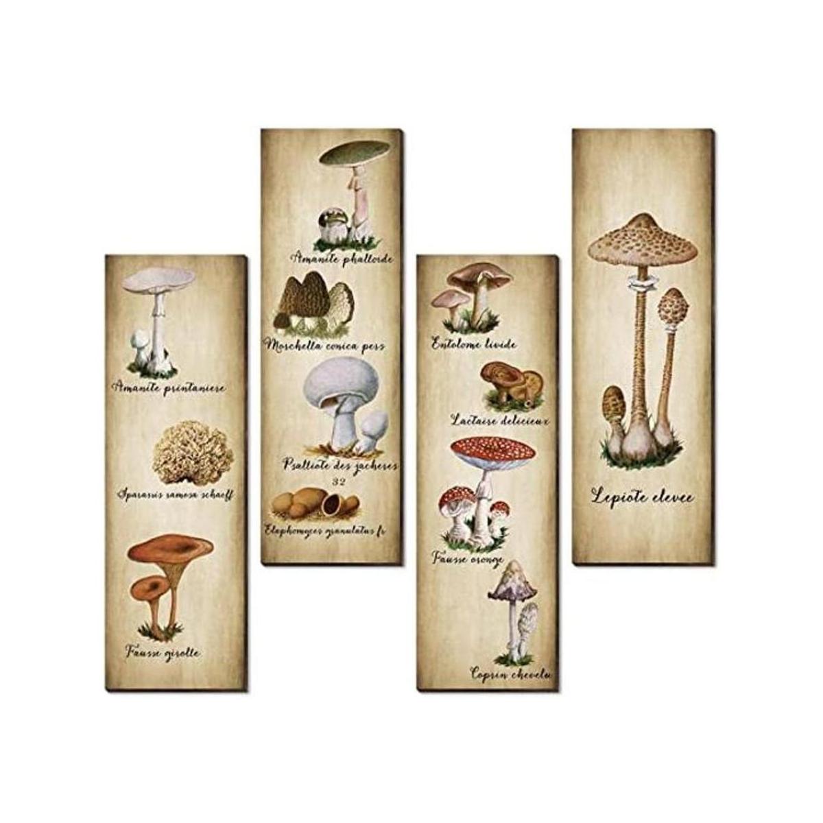 Paquete de 4 carteles de decoración de pared de hongos