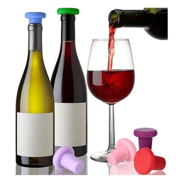 8 tapones de silicona para botellas de vino coloridos y