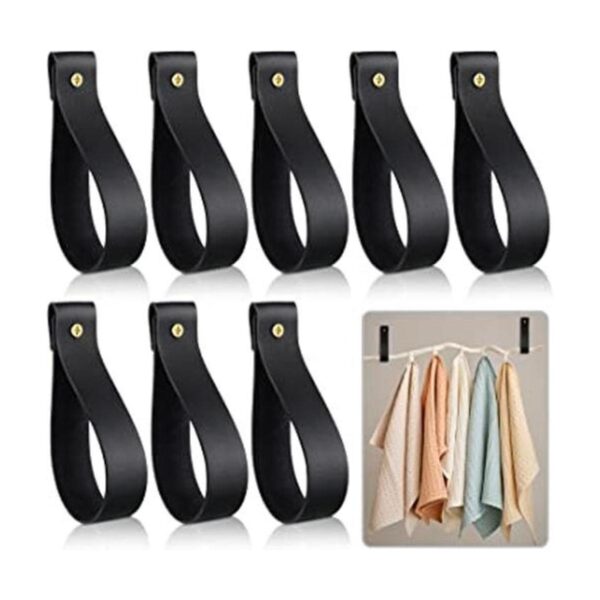 8 ganchos de pared de cuero artificial 1 x 4.7 pulgadas