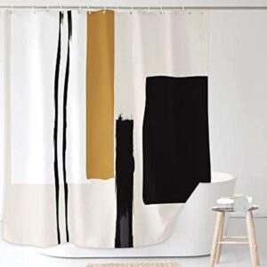 Yookeb Cortina de ducha geométrica abstracta para baño_1