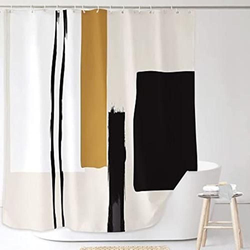 Yookeb Cortina de ducha geométrica abstracta para baño