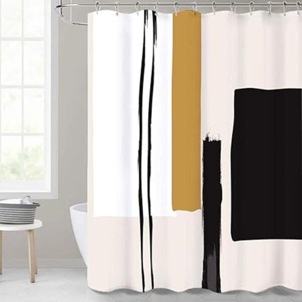 Yookeb Cortina de ducha geométrica abstracta para baño_2