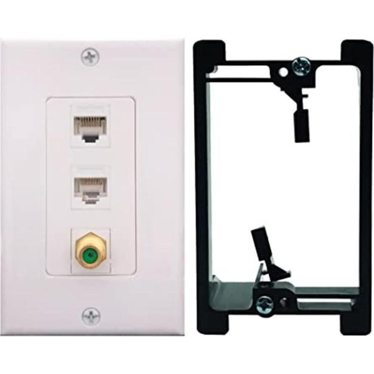 Placa de pared coaxial Cat6 de 1 pandilla con soporte de