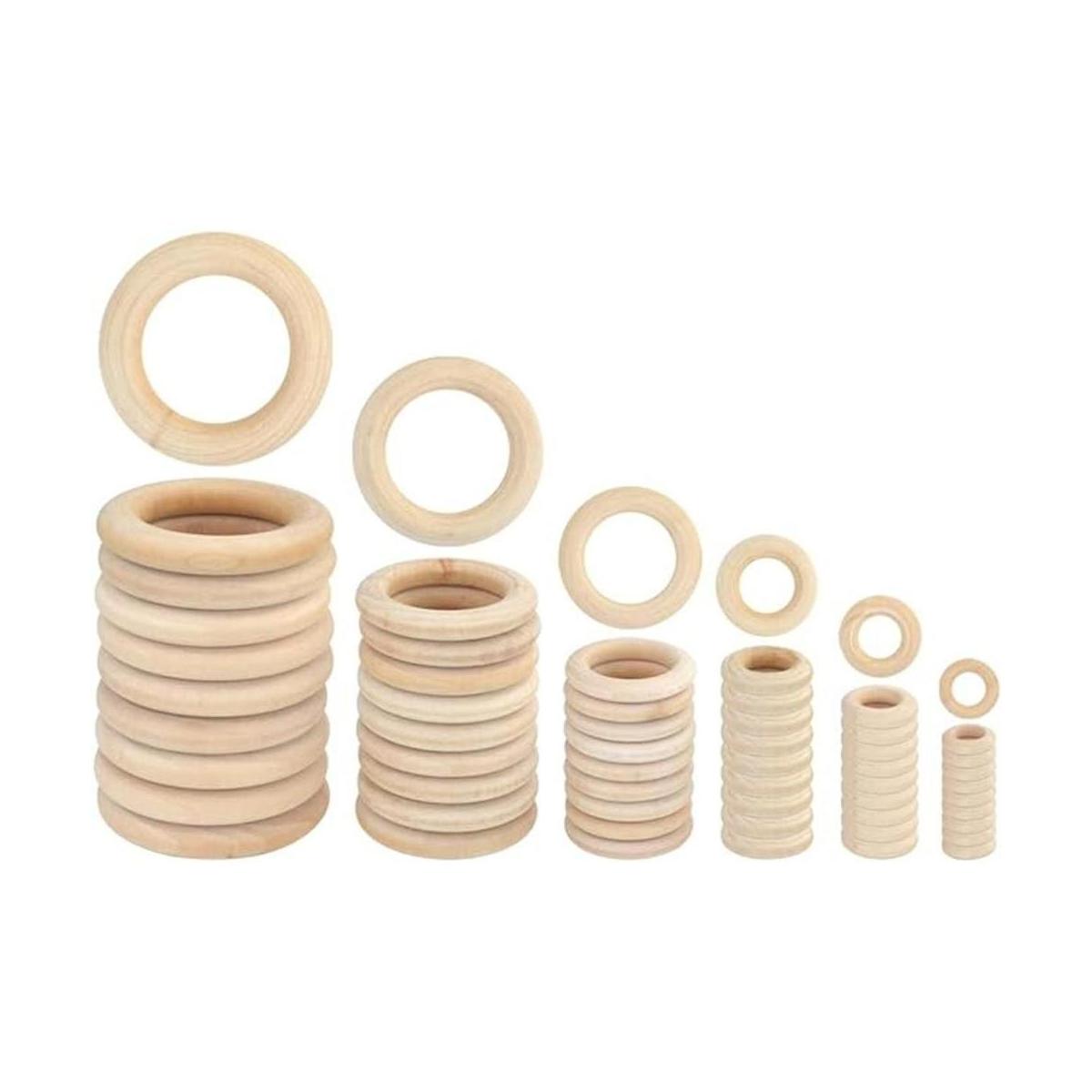 Yolyoo 60 anillos de madera natural para manualidades