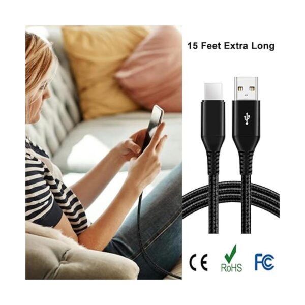 Cable USB C de 15 pies cable de carga rápida USB tipo C_2