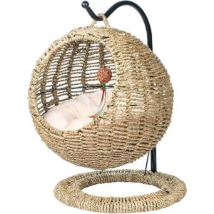 YoSpot Cesta de cama de mimbre hecha a mano para gatos