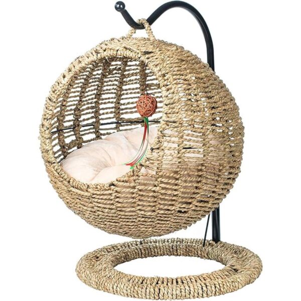 YoSpot Cesta de cama de mimbre hecha a mano para gatos