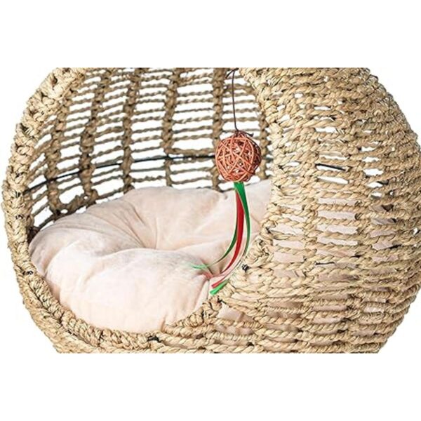 YoSpot Cesta de cama de mimbre hecha a mano para gatos