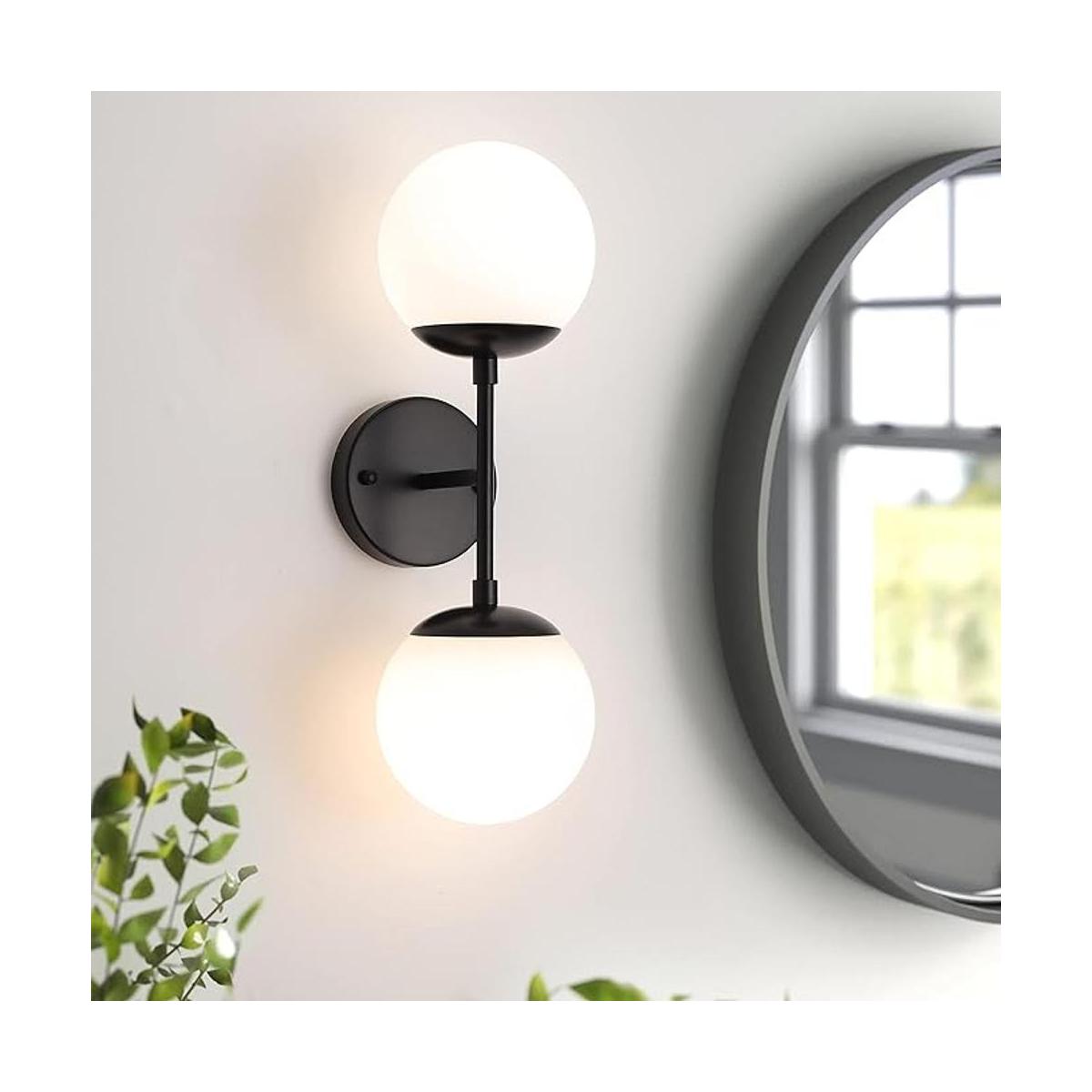Aplique de doble pared para baño 2 luces de tocador de