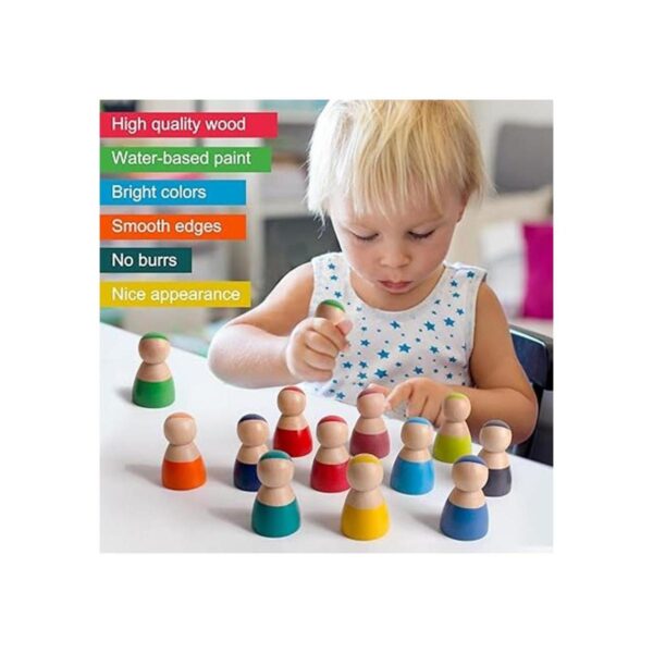 SHIERDU 12 piezas de muñecas de madera arcoíris para jugar