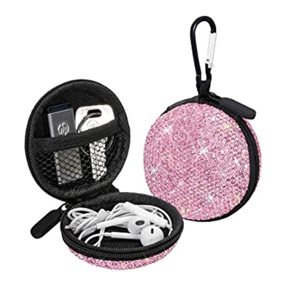 SAVORI Estuche para auriculares pequeños con diamantes de