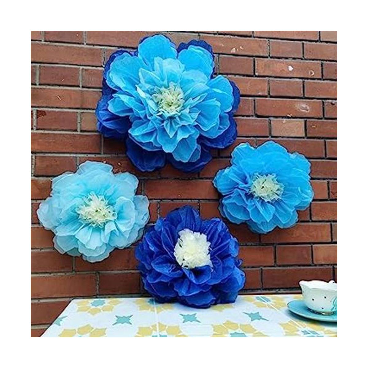 Mybbshower Flor de papel de seda azul marino para pared