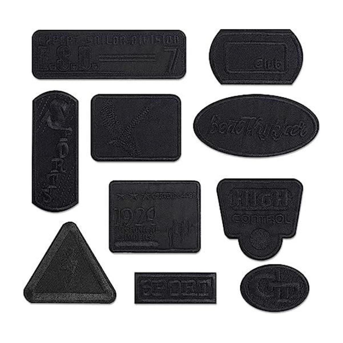 10 parches bordados de color negro apliques para planchar