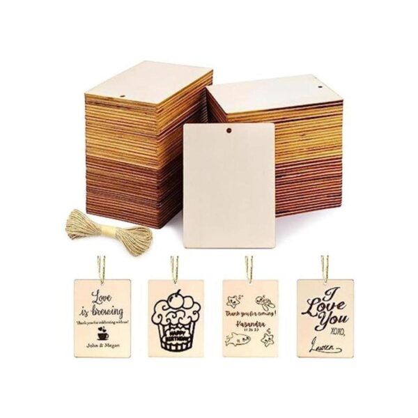 AIERSA 45 etiquetas de madera 3.5 x 2.5 pulgadas más