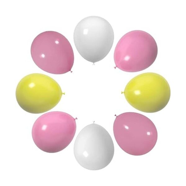 Paquete de 60 globos de látex rosa amarillo y blanco de 12