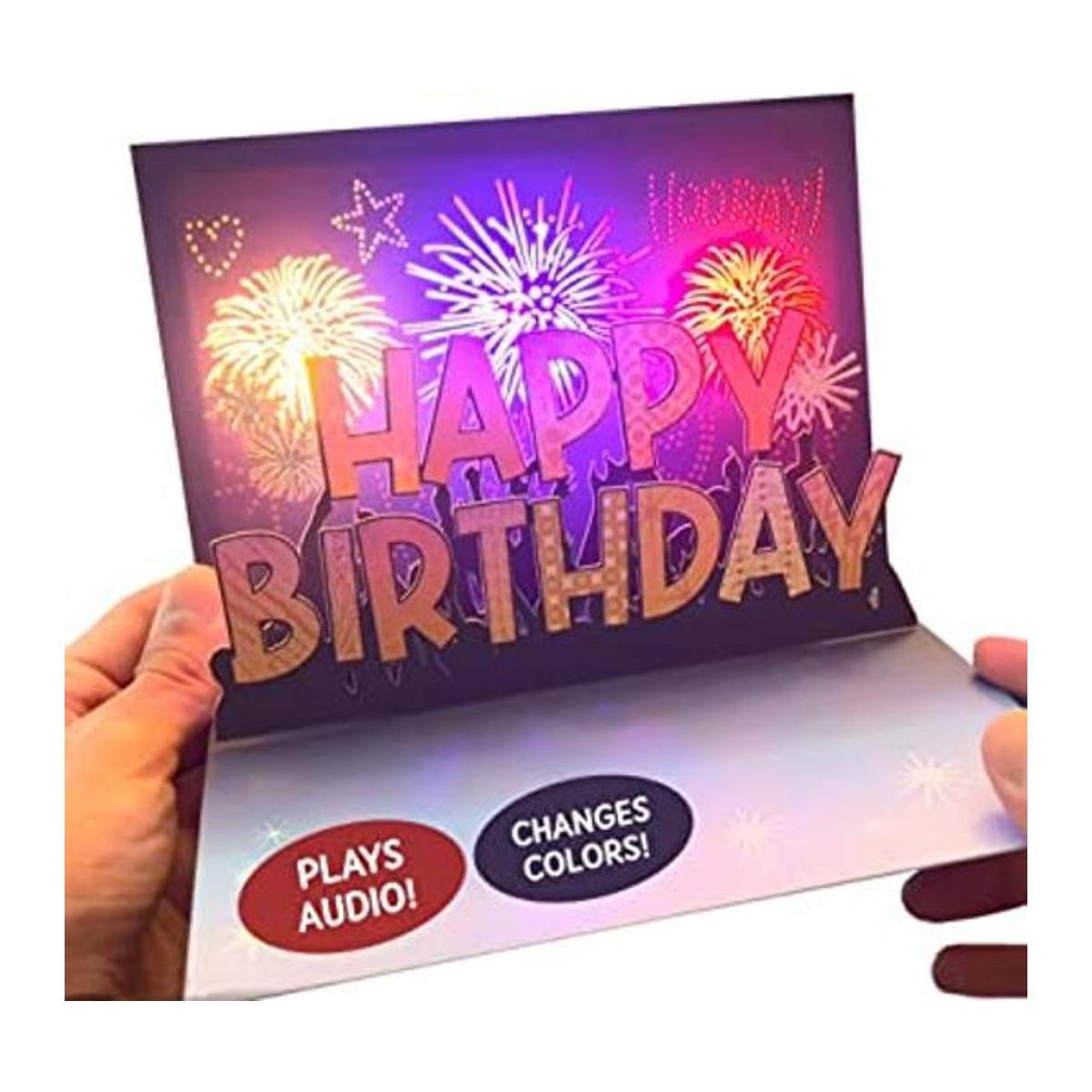 100 Greetings Tarjeta desplegable de cumpleaños de luces y