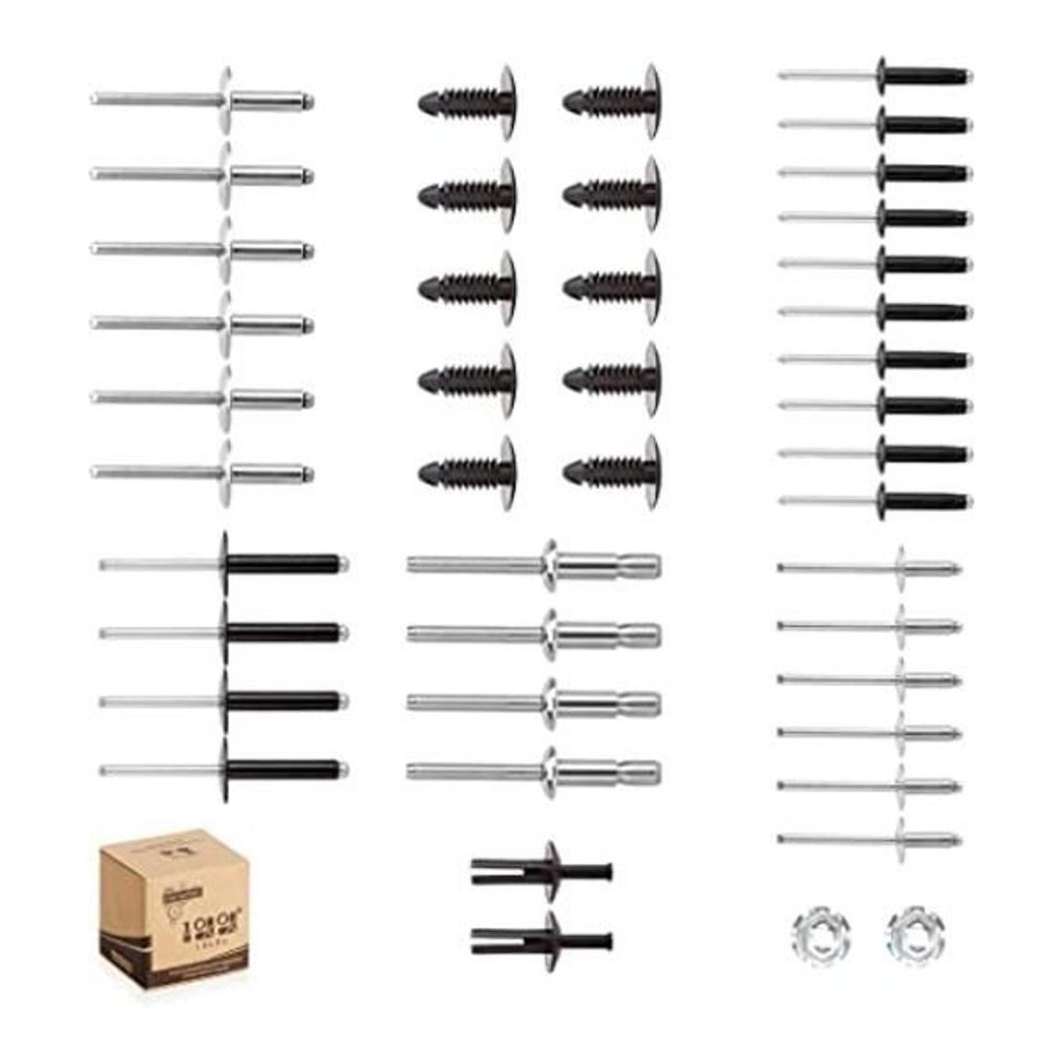 10L0L Kit de accesorios de remaches de plástico de metal