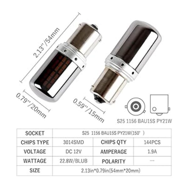 BAU15S PY21W 1156 S25 LED Bulbs Amber Yellow Turn Signal_2