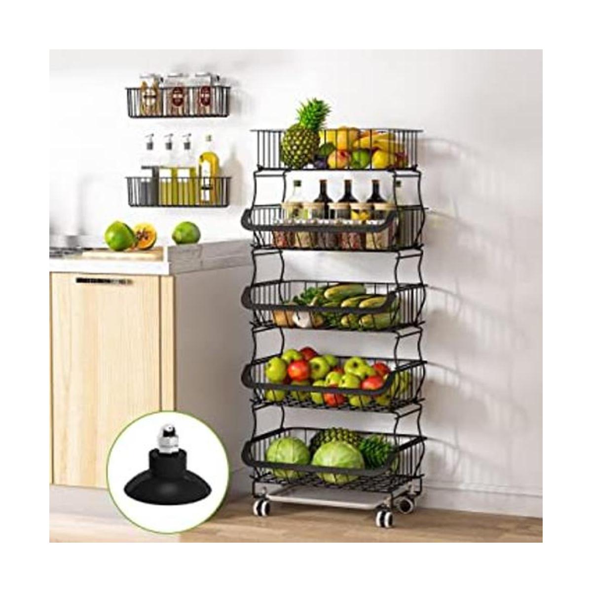 Cesta de frutas 1Easylife Cesta apilable de alambre de