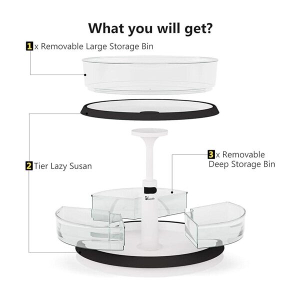 Lazy Susan Tocadiscos de 2 niveles y organizador de_4