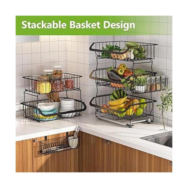 Cesta de frutas 1Easylife Cesta apilable de alambre de_3