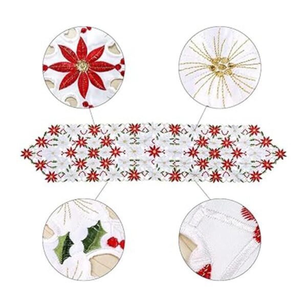 OurWarm Camino de mesa bordados de Navidad con hojas de