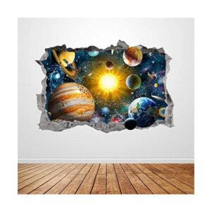 Adhesivo decorativo para pared con sistema solar en 3D_1